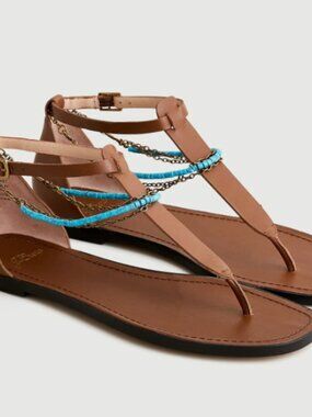 J.Crew Anklet Thong Sandals with Removable Beaded Chain | Size 9 - MF0321